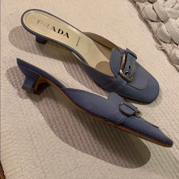 Lavender Prada Mules with Buckle - Picture 3 of 5